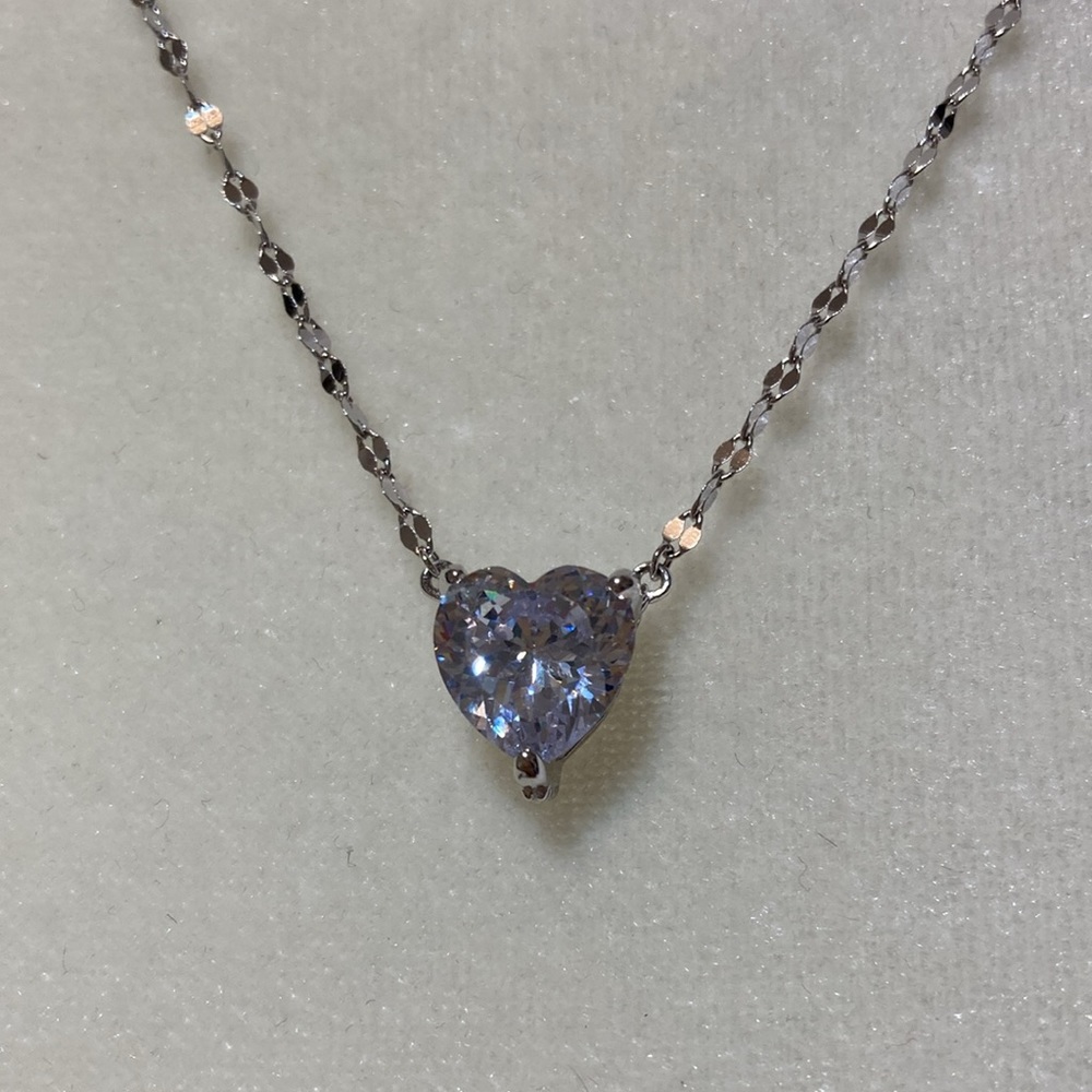 BRAND NEW RADIANCE BY ABSOLUTE 100-FACET10mm HEART SHAPE SOLITAIRE DROP NECKLACE